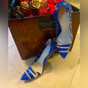 Blue and clear heels